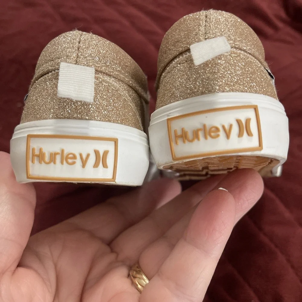 Hurley Toddler Children's Sz 5 Casual Sneakers Gold & White Sparkle Broady -‎ GT